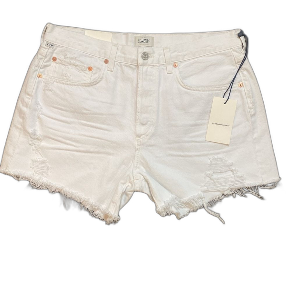 Citizens of Humanity Women’s Sz 30 White Annabelle Long Relaxed Shorts 4” Inseam